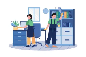 cleaning office