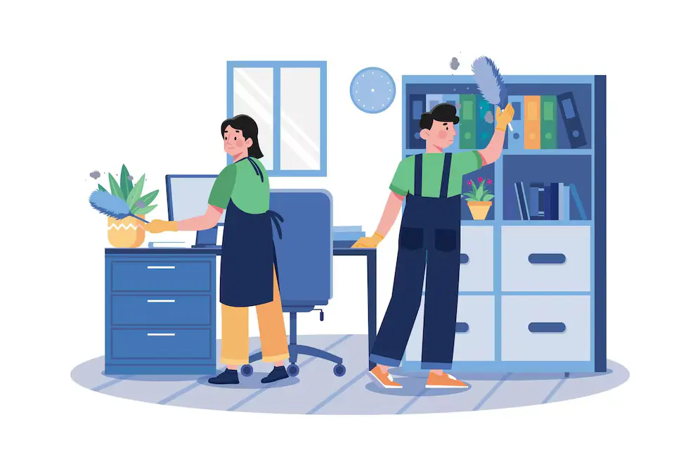 cleaning office